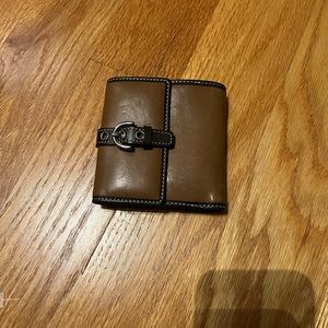 Vintage Coach Black & Brown Leather Bifold Wallet with Buckle